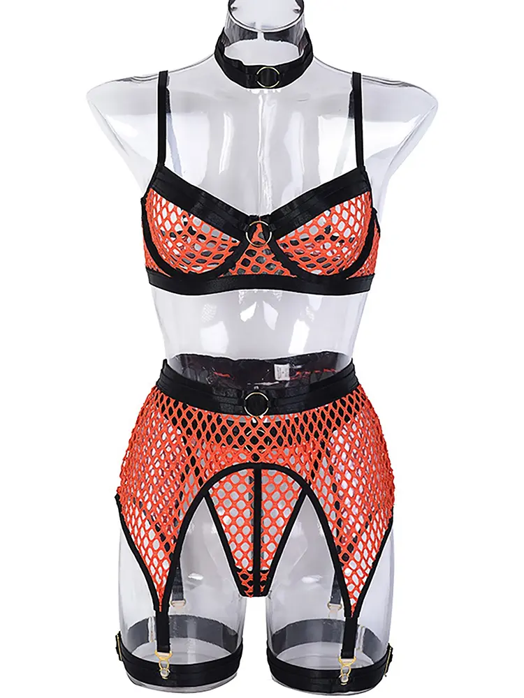 Fishnet Lingerie Fetish See Through Sexy Underwear Open Anal Naked G-String Erotic Costume Mesh Hollow Bra Exotic Intimate