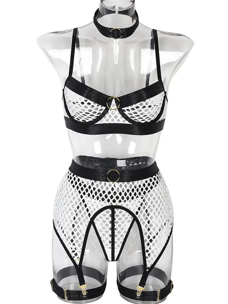 Fishnet Lingerie Fetish See Through Sexy Underwear Open Anal Naked G-String Erotic Costume Mesh Hollow Bra Exotic Intimate