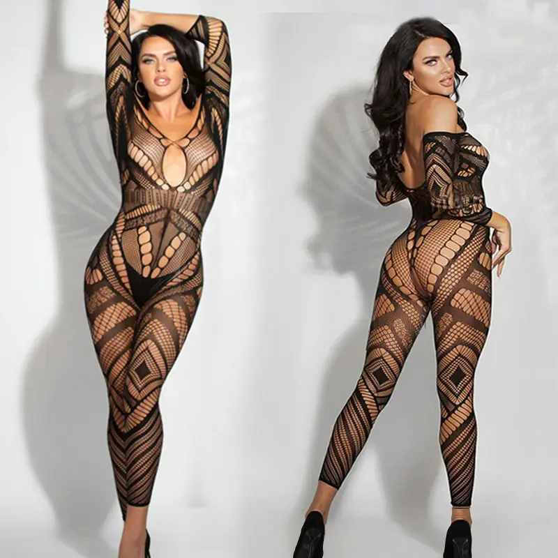 Porn Sexy Fishnet Bodystockings Woman Lingerie Sexy Stripe Costume Exotic Jumpsuit Erotic Clothes Hot Sex Set Gift For Couple