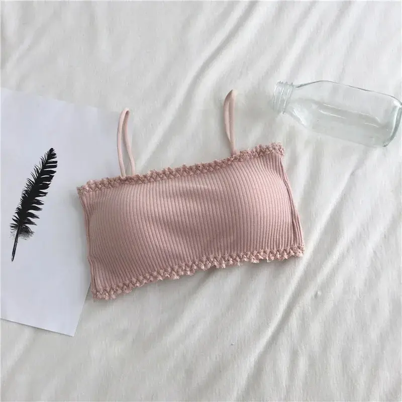 Women's Cotton Bra Female Tube Top Bra Suspender Underwear Beautiful Tank Top Seamless Comfort Sport Bra Lace Tops