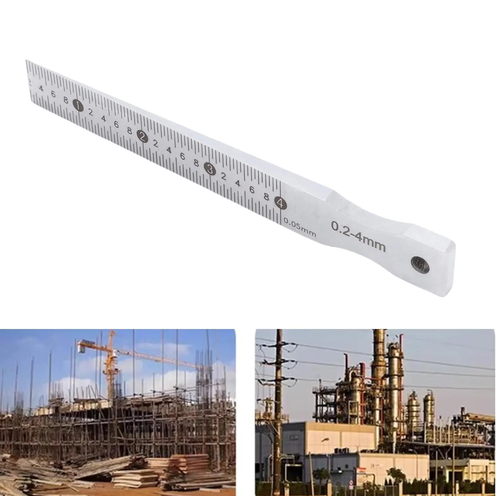 Stainless Steel Gap Gage 0.2-4mm Range 0.05mm Accuracy Multifunctional Taper Gage for Construction Railroads Welding Feeler Gage