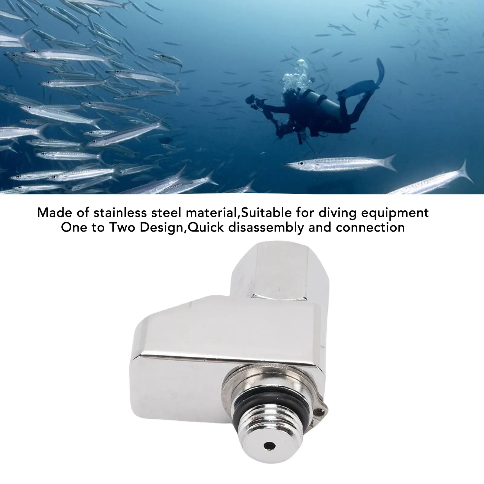 High Pressure Tee 1 to 2 Stainless Steel High Pressure Splitter Diving Accessories Stainless Steel High Pressure Tee