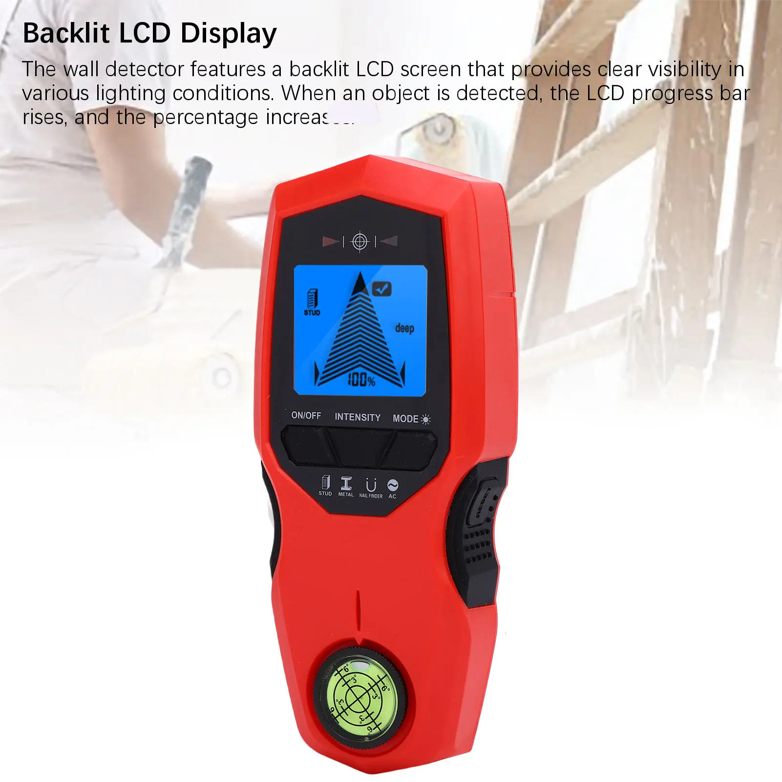 Wall Detector Backlit LCD Display 3 Modes Multifunctional Stud Finder Wall Scanner for Wood Metal Stud Wires Wall Detector