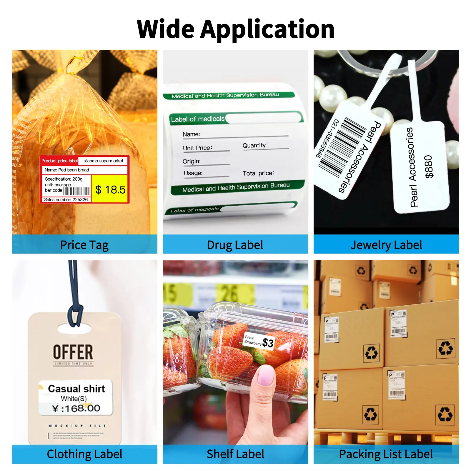58mm Thermal Label Maker Wireless BT Mini Label Printer Barcode Printer Rechargeable Battery Compatible with Android iOS Windows