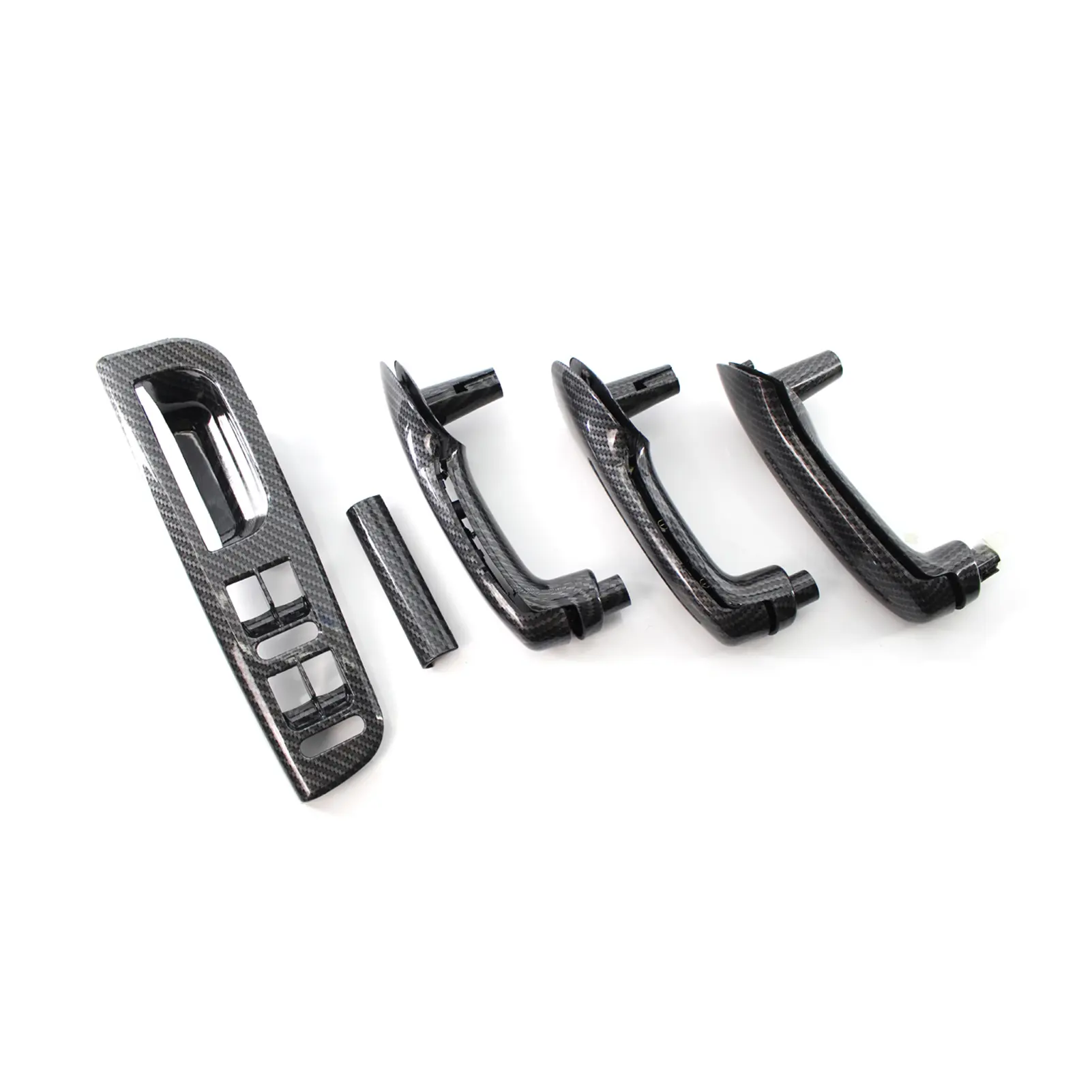 Car Carbon Grain Master Window Switch Control Panel Trim Bezel +3 Interior Door Grab Handle Set for VW Jetta Golf MK4 1999-2004