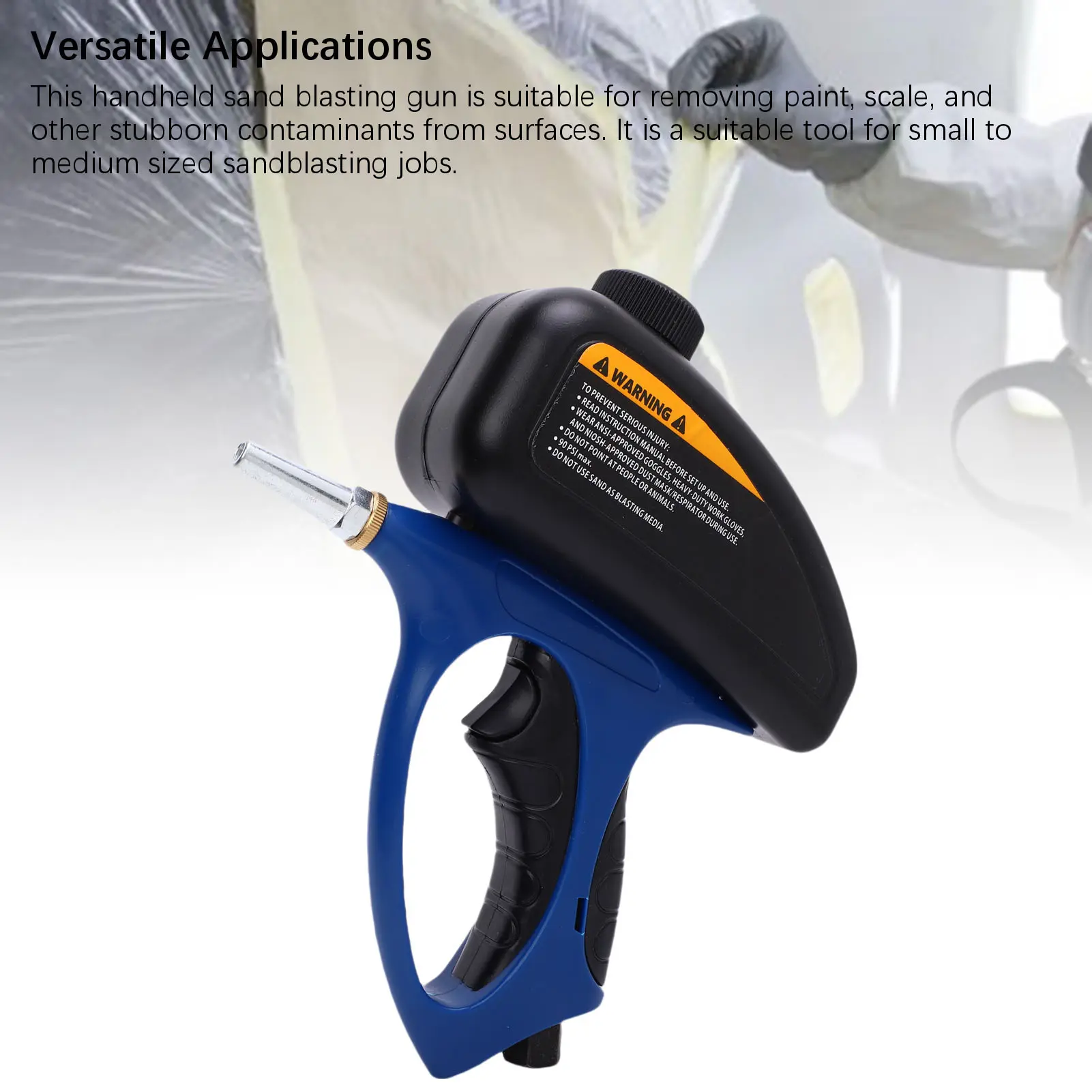 Sand Blasting Gun 90PSI 510ml Capacity ZG1/4 Connector Adjustable Ergonomic Design Portable Sandblasting Gun Sand Blasting Gun