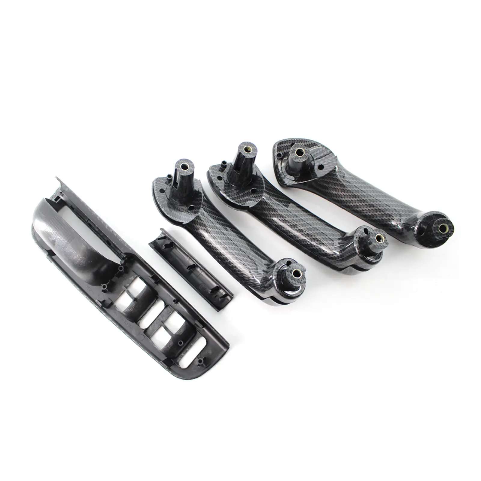 Car Carbon Grain Master Window Switch Control Panel Trim Bezel +3 Interior Door Grab Handle Set for VW Jetta Golf MK4 1999-2004