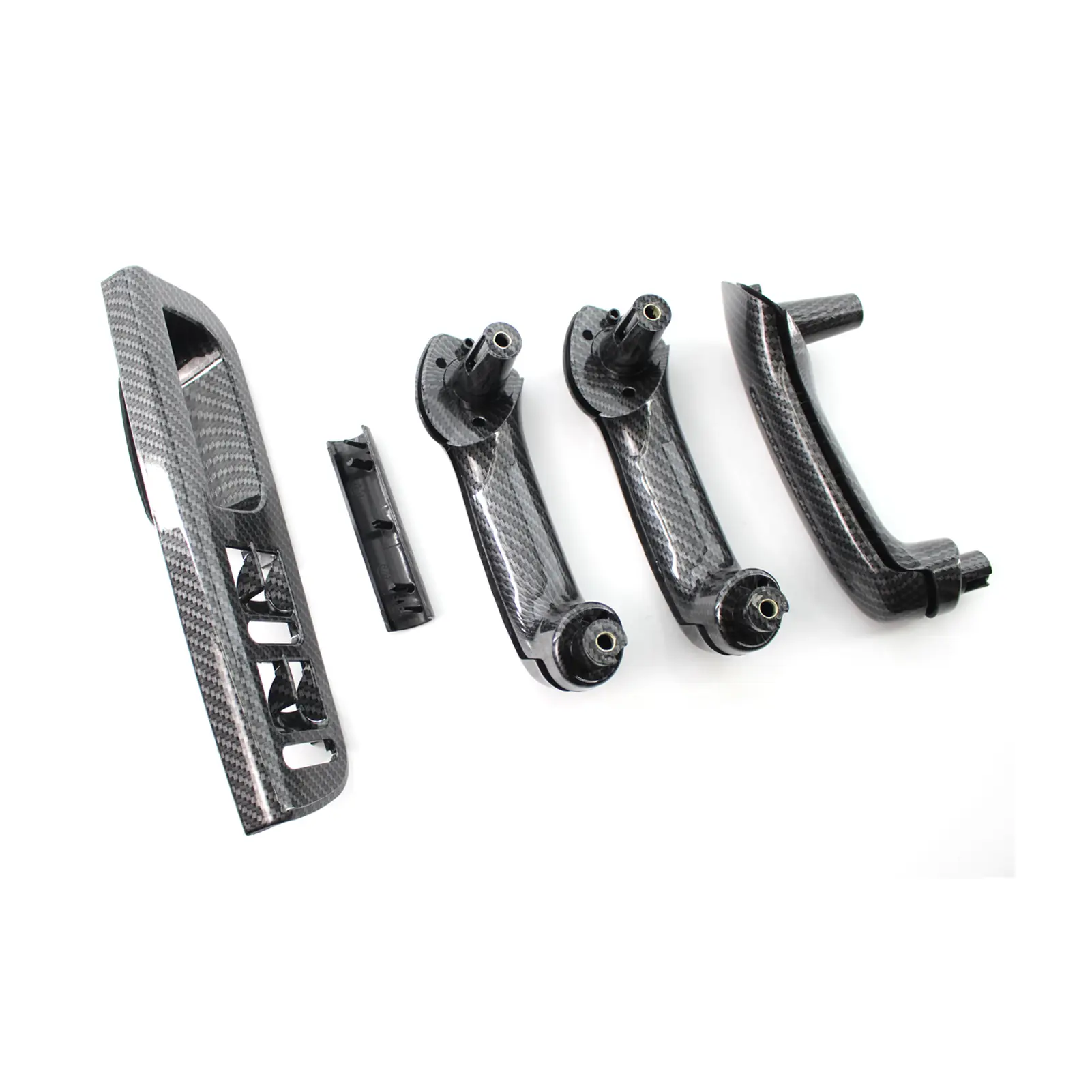 Car Carbon Grain Master Window Switch Control Panel Trim Bezel +3 Interior Door Grab Handle Set for VW Jetta Golf MK4 1999-2004