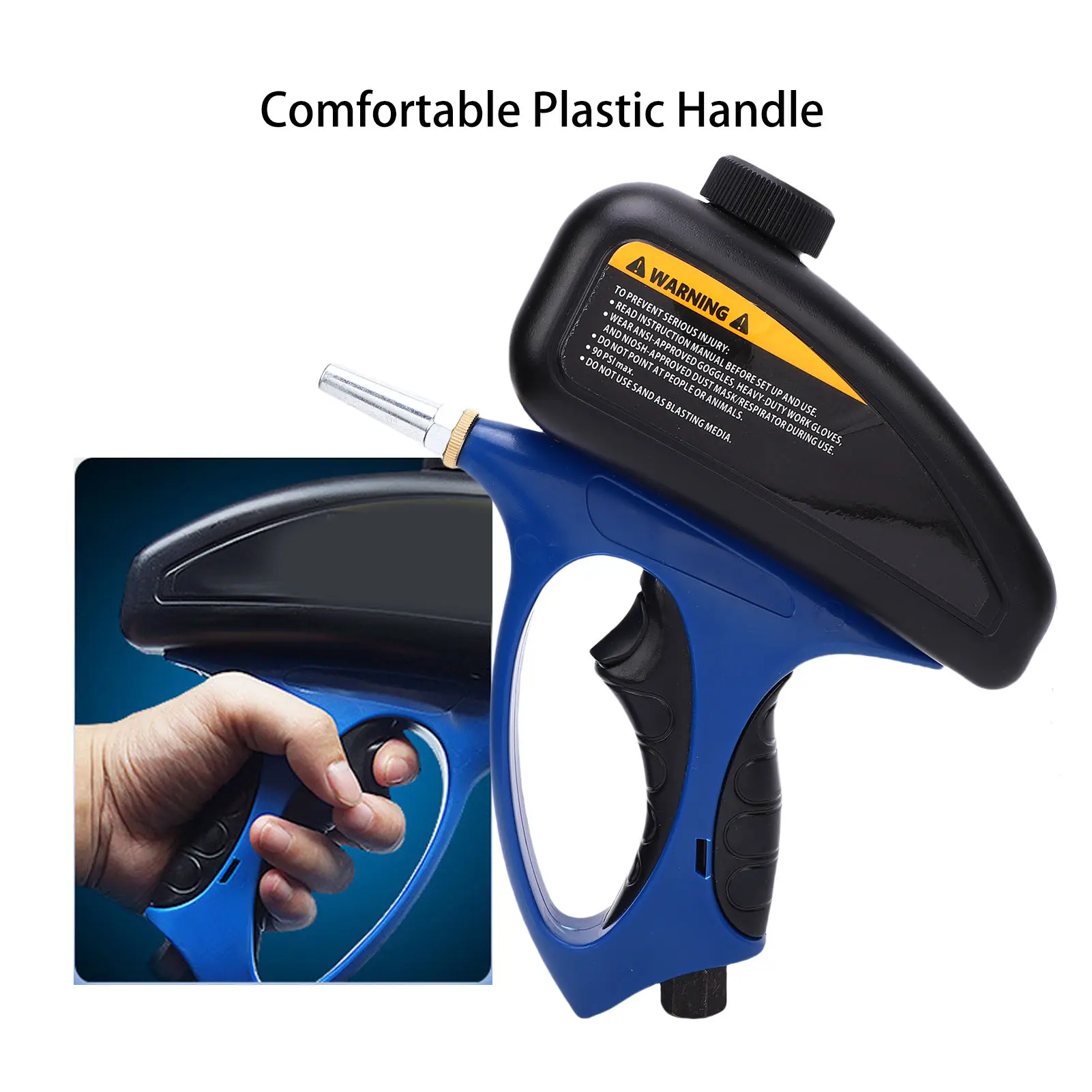 Sand Blasting Gun 90PSI 510ml Capacity ZG1/4 Connector Adjustable Ergonomic Design Portable Sandblasting Gun Sand Blasting Gun