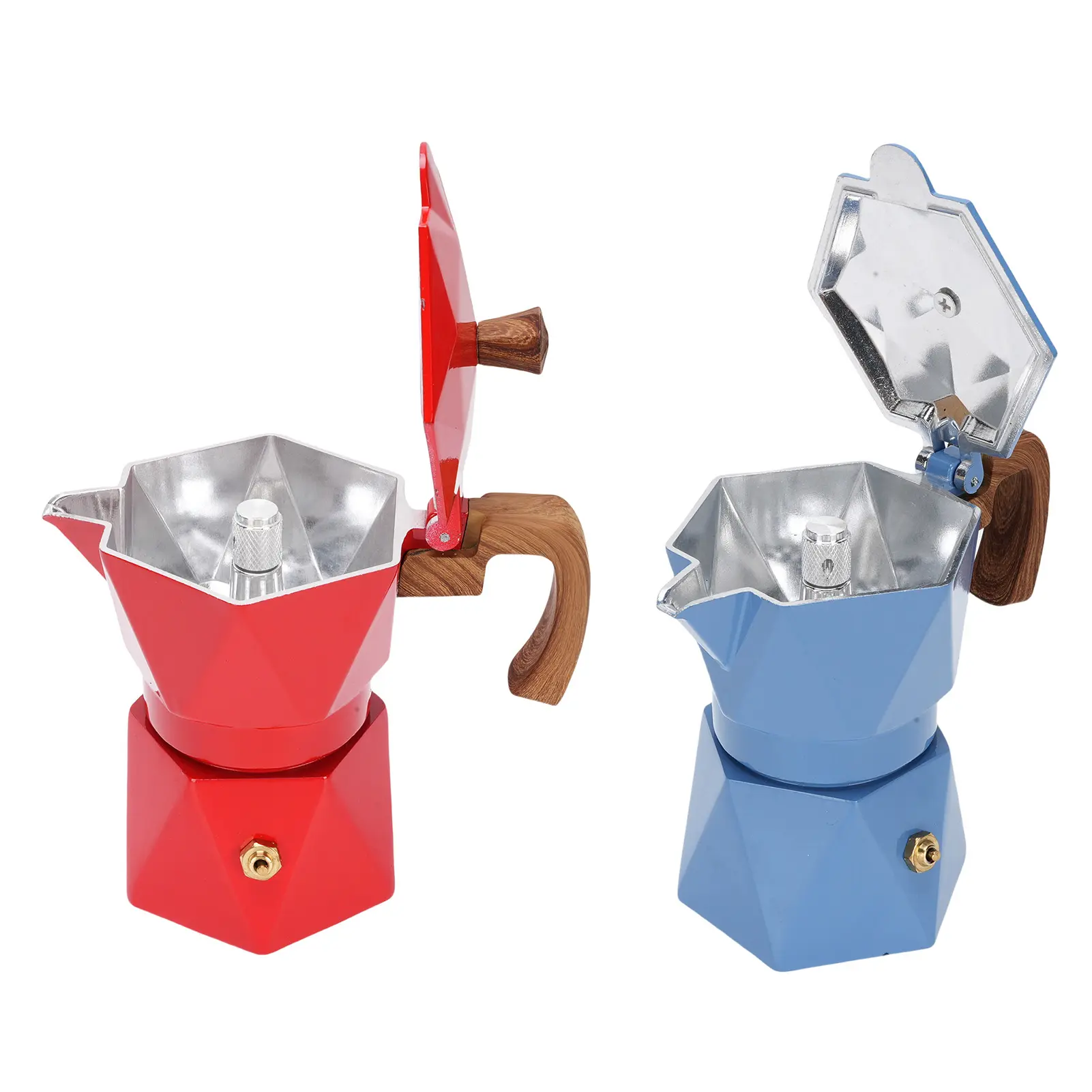 Stovetop Coffee Maker Portable Anti Scald Dual Valve Anodized 2 Cup Italian Coffee Maker Aluminum with Handle for Camping