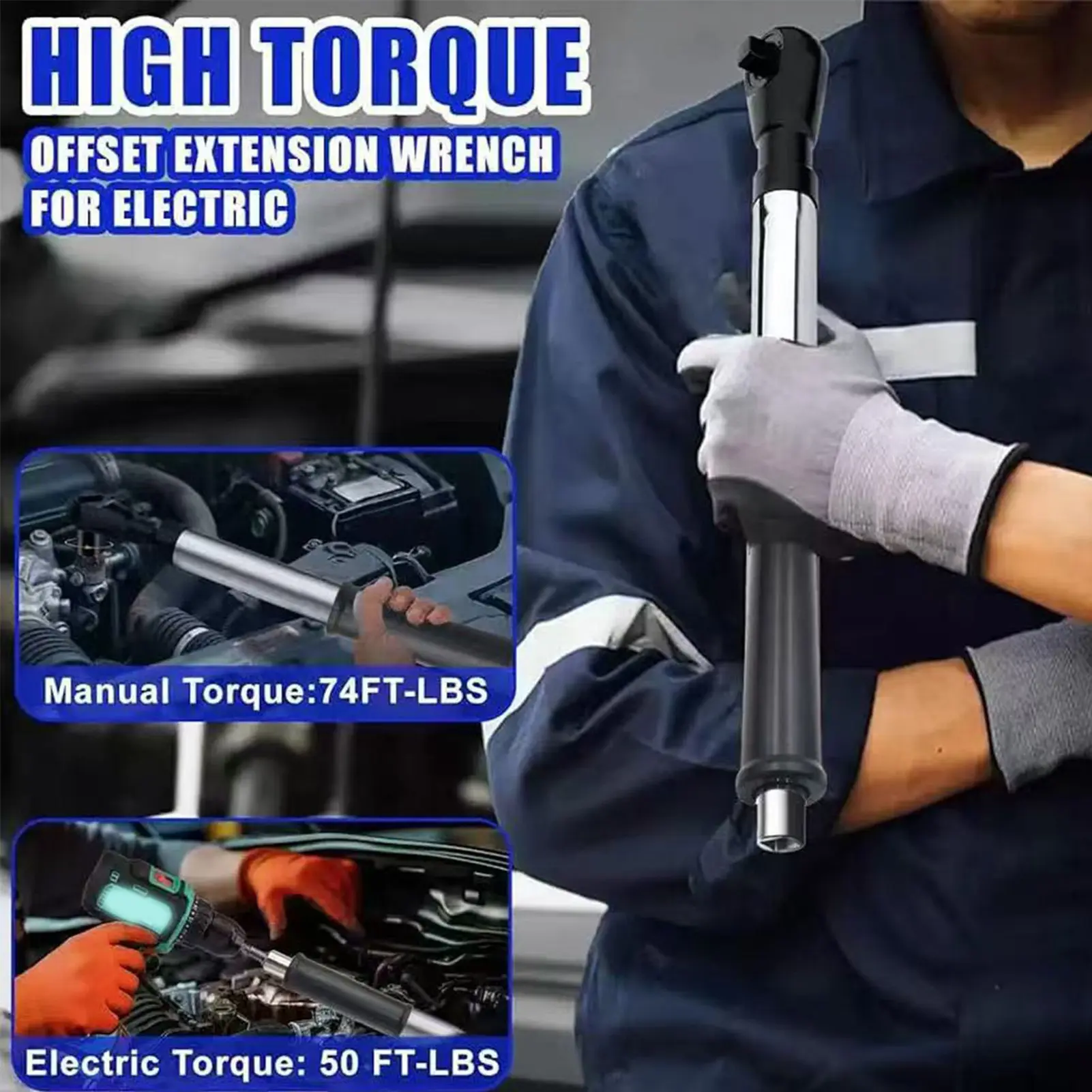 Offset Extension Wrench for Power Drill  Wrench Extender 1/2in Electric Drill Adapter for Tight Spaces Wrench Extender
