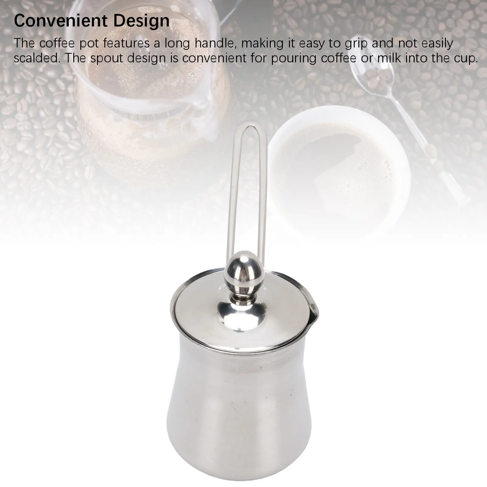 Turkish Coffee Pot 15floz Stainless Steel Milk Butter Warmer Pot Stovetop Chocolate Melting Pan Stainless Steel Coffee Pot