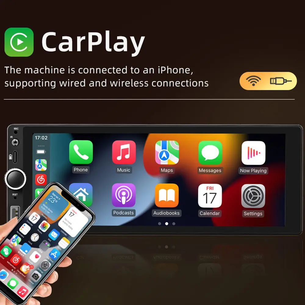 GPS Navigation Android 13 Car Stereo Single-Din GPS Navigation with 6.86 Inch Touchscreen Carplay Android Auto Support WiFi/BT