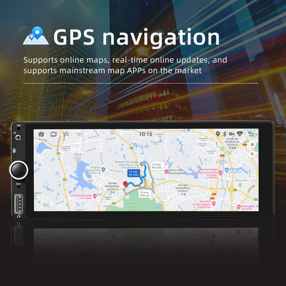 GPS Navigation Android 13 Car Stereo Single-Din GPS Navigation with 6.86 Inch Touchscreen Carplay Android Auto Support WiFi/BT