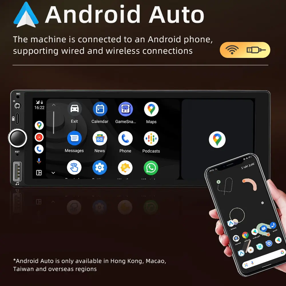 GPS Navigation Android 13 Car Stereo Single-Din GPS Navigation with 6.86 Inch Touchscreen Carplay Android Auto Support WiFi/BT