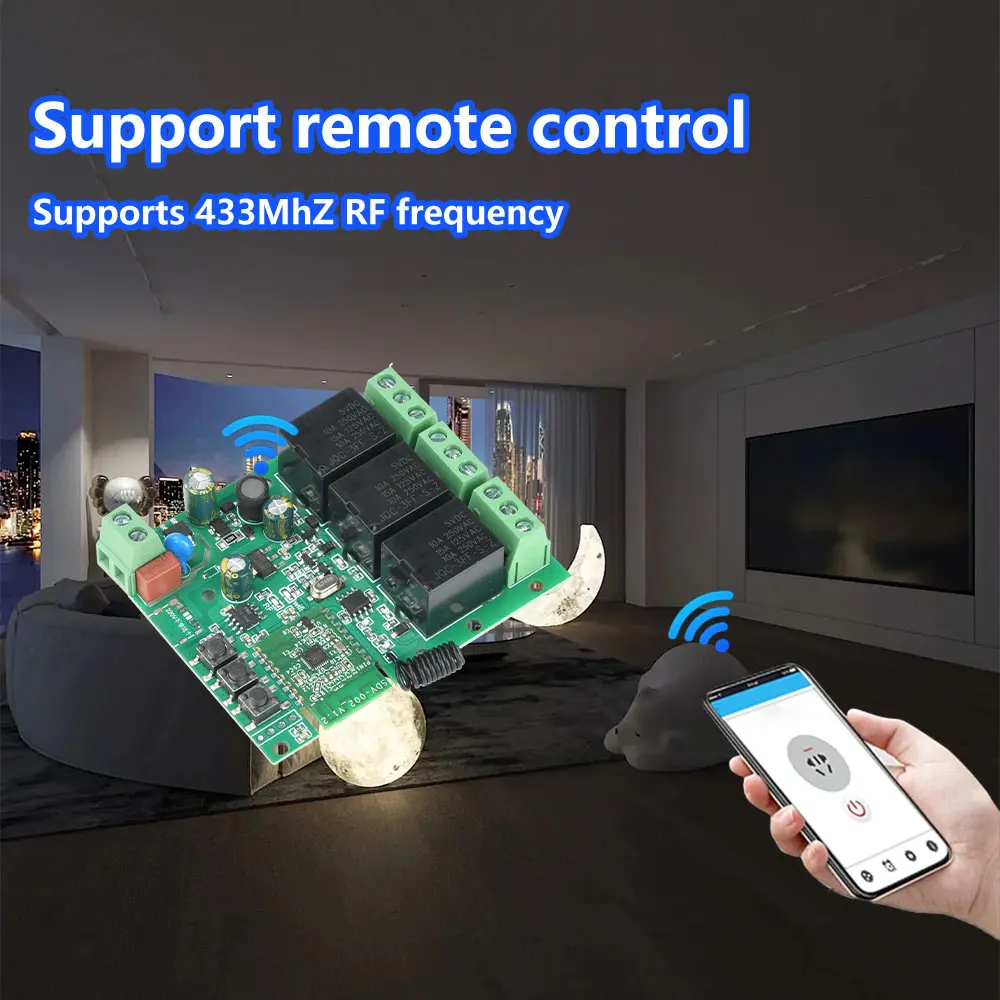 eWelink 3 Channel Self-locking Smart WiFi Bluetooth Relay Module Support 433MHz RF Remote Control  Wireless Smart Home Switch