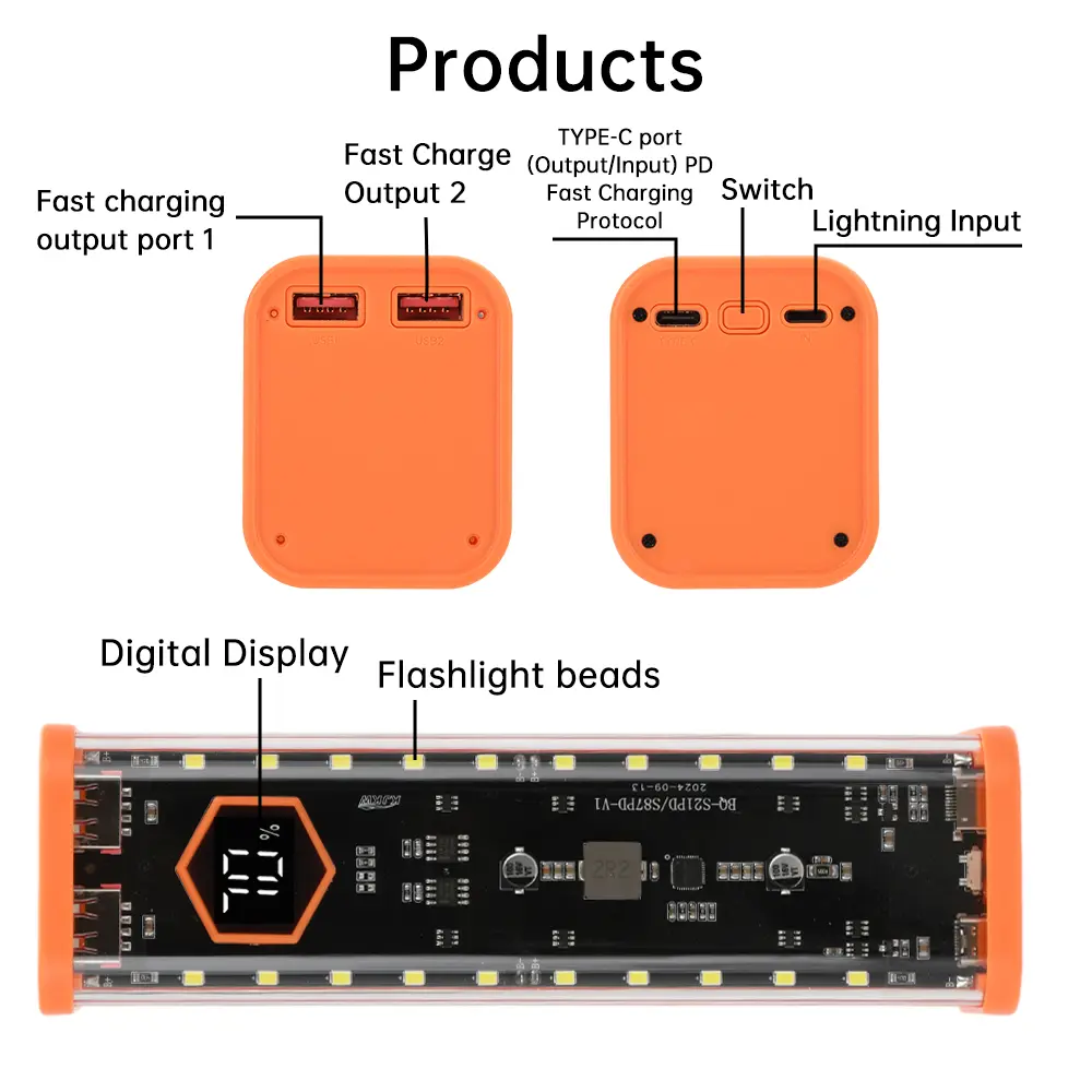 DIY 8*21700 Power Bank Case PD 22.5W Fast Charge Battery Storage Box Welding Free Cell Holder Housing Mobile Power Supply Kit