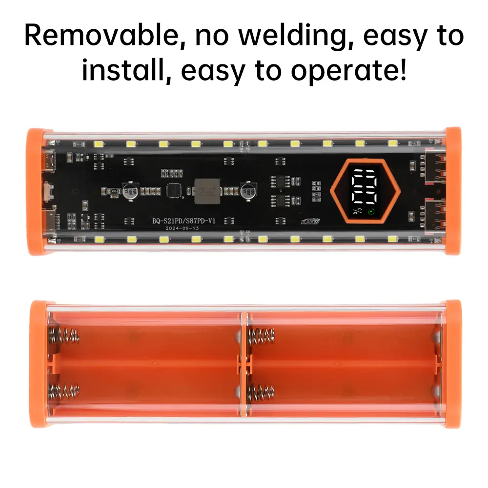 DIY 8*21700 Power Bank Case PD 22.5W Fast Charge Battery Storage Box Welding Free Cell Holder Housing Mobile Power Supply Kit