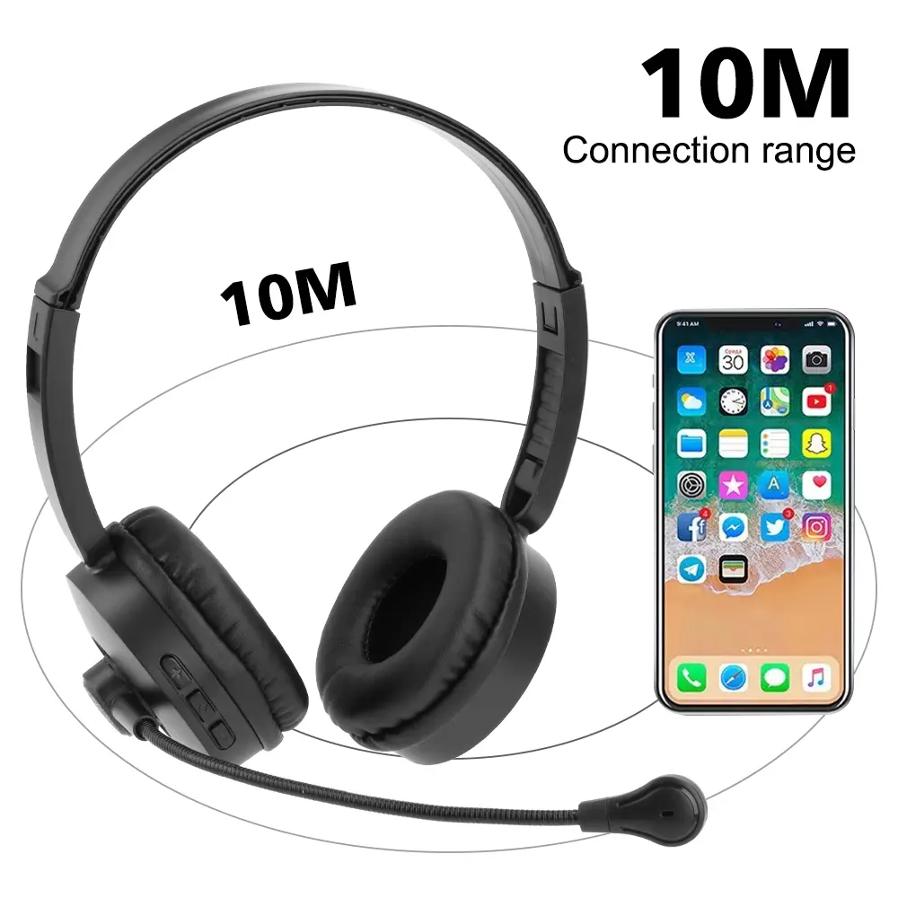 Call Center Headset with Mic Wireless Bluetooth Truck Driver Headphones Hands-free Call Headset Earphone for Insurance Hospitals