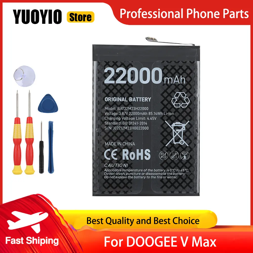YUOYIO 100% New Original For DOOGEE V Max 22000mAh N55S S118 S Cyber Battery High Capacity Replace parts Free Disassembly Tool