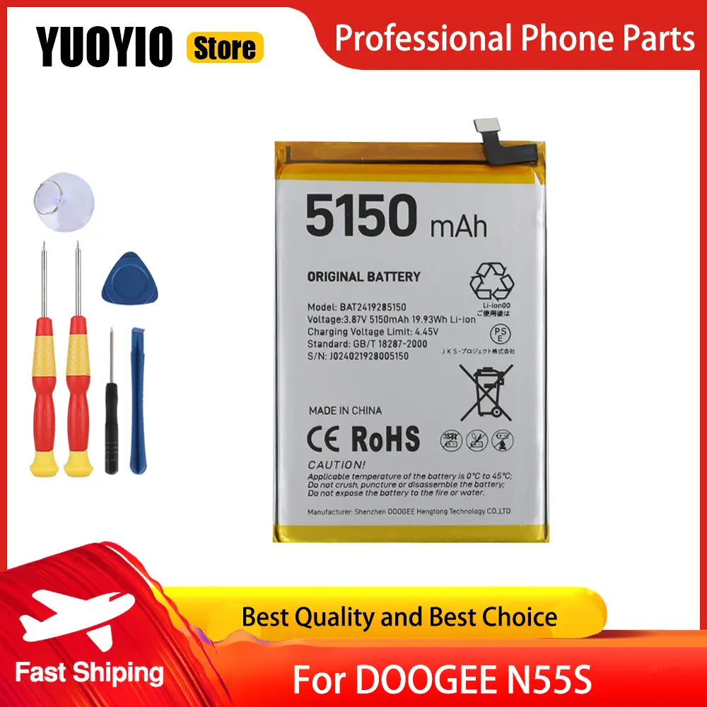 YUOYIO 100% New Original For DOOGEE V Max 22000mAh N55S S118 S Cyber Battery High Capacity Replace parts Free Disassembly Tool