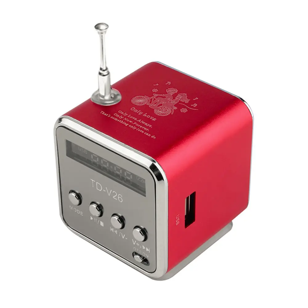 TD-V26 Mini Radio FM Digital Portable Speakers with Receiver MP3 Music Player