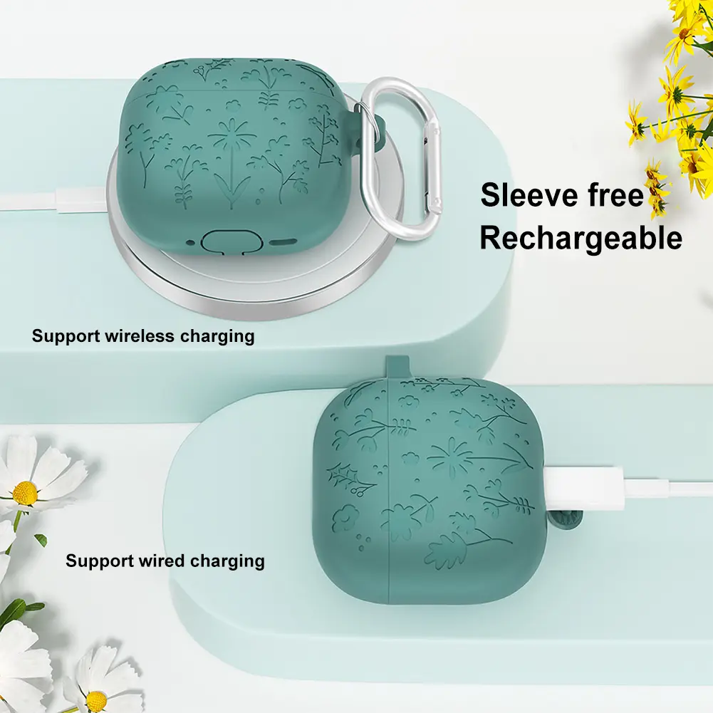 Silicone Protective Case with Carabiner Protector Cover Dustproof Full Protective Silicone Cover Shockproof for AirPods 4 (2024)