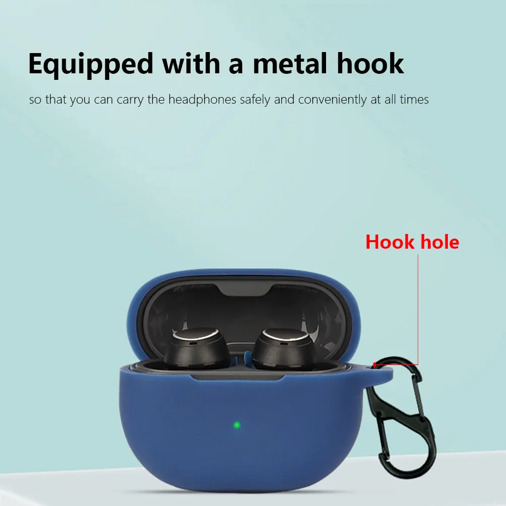 Silicone Earphone Protective Cover Cases Anti-scratch with Carabiner Charging Box Protection Cover for SoundPEATS Mini Pro Cover