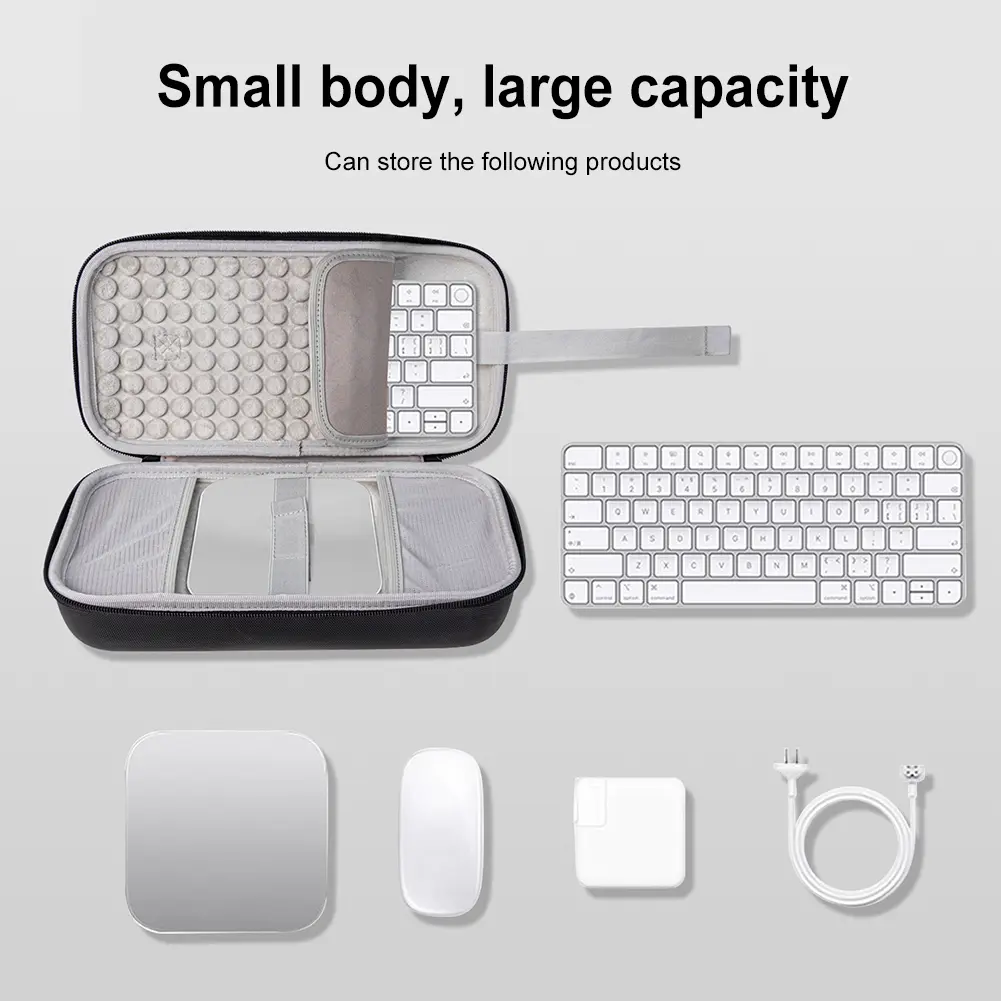 For Mac Mini M4 Portable Storage Bag Waterproof Keyboard Organizer Shockproof Storage Box for Mac Mini Desktop Computer M4 Chip