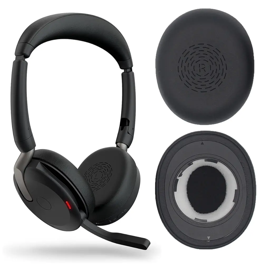 Replacement Ear Pads Cushions Protein Leather Ear Cushions Soft Foam Cushion Cover for Jabra Evolve2 65UC/65 Flex