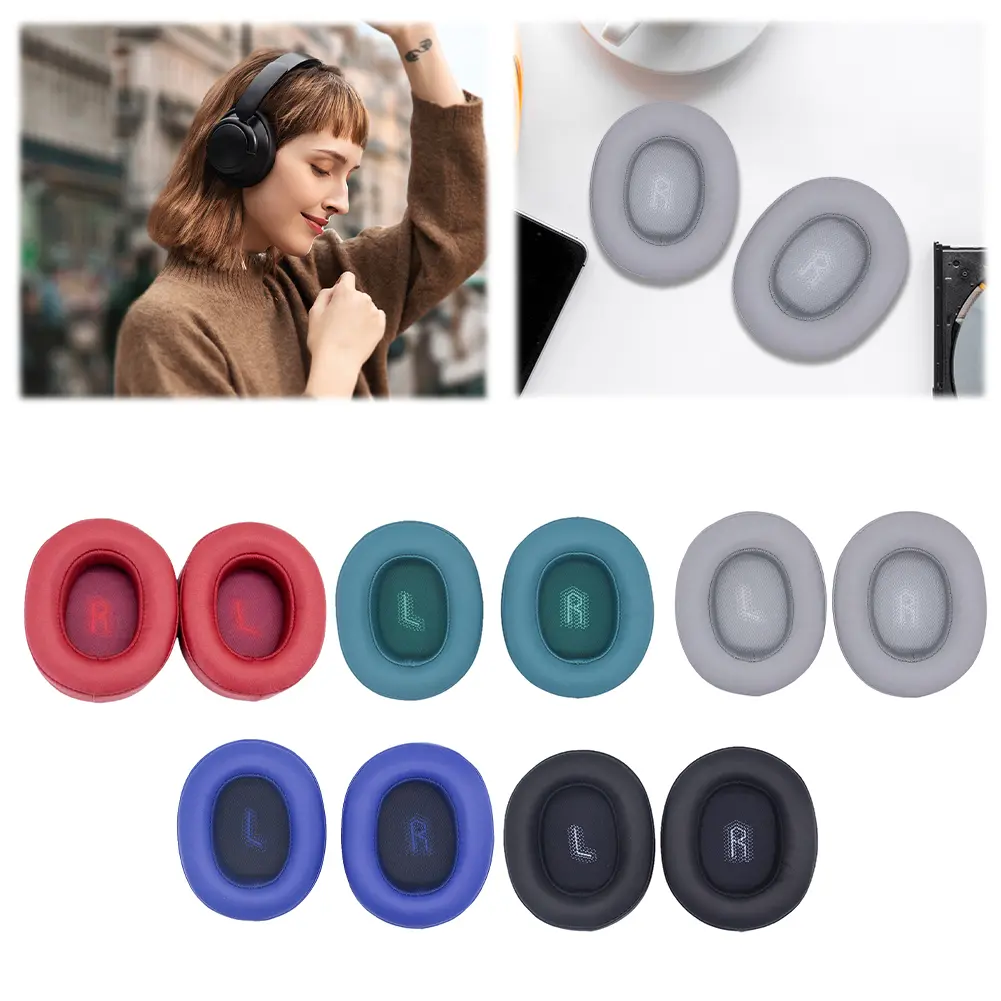 1 Pair Replacement Earpads Ear Pads Protein Leather Ear Cushions Covers Headset Ear Cushions for JBL E55BT Headset
