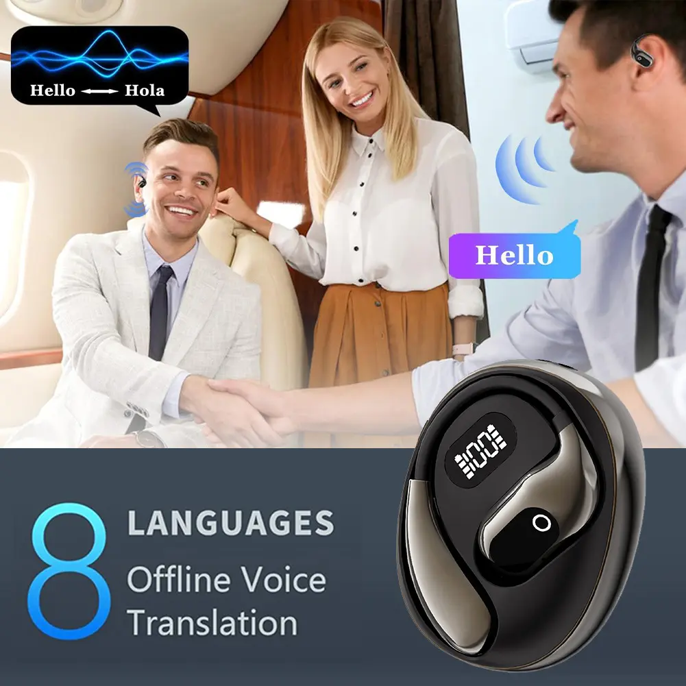 AI Real-time Two-Way Earbuds 138 Languages Bluetooth-Compatible 5.3 Translator Device Smart Voice Translator for Travel Business