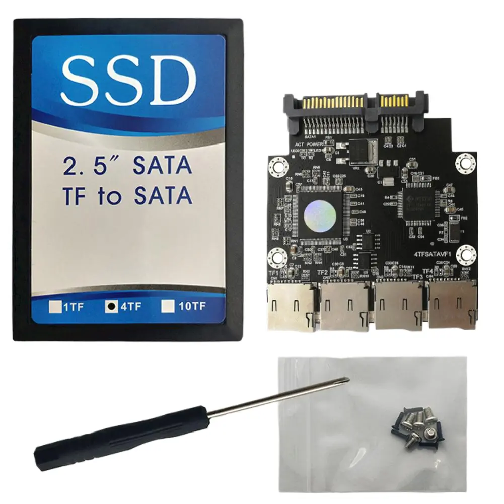 4-Port SD/TF To SATA Electronic Hard Disk Widely Compatible Self-Made SSD Solid State Drive 2.5 Inch Pos Terminal Optimization