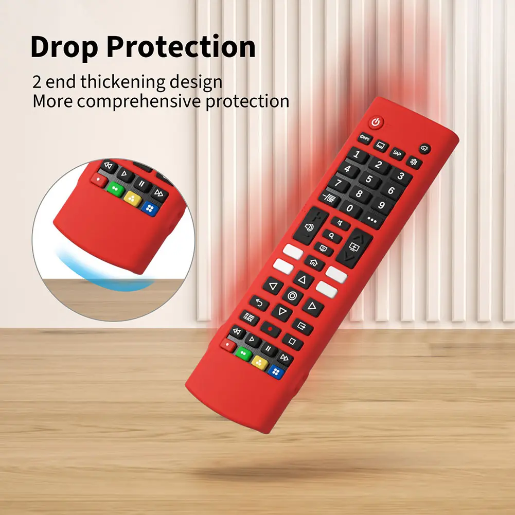 Silicone Case Protective Cover with Lanyard TV Remote Control Case Anti-slip Shockproof for LG TV Remote AKB75095307 AKB76040302