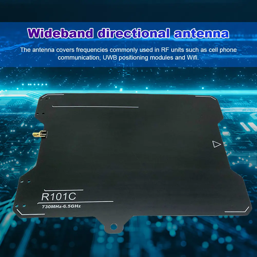 R101C Ads-b UWB Wideband Directional Antenna 730MHz-6.5GHz Broadband Antenna 7dBi 23x22.5cm for Radio Signal Transmit Receive