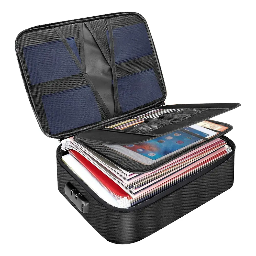 Fireproof File Organizer with Lock Document Box Waterproof Safe Storage Box for Important Documents Files and More