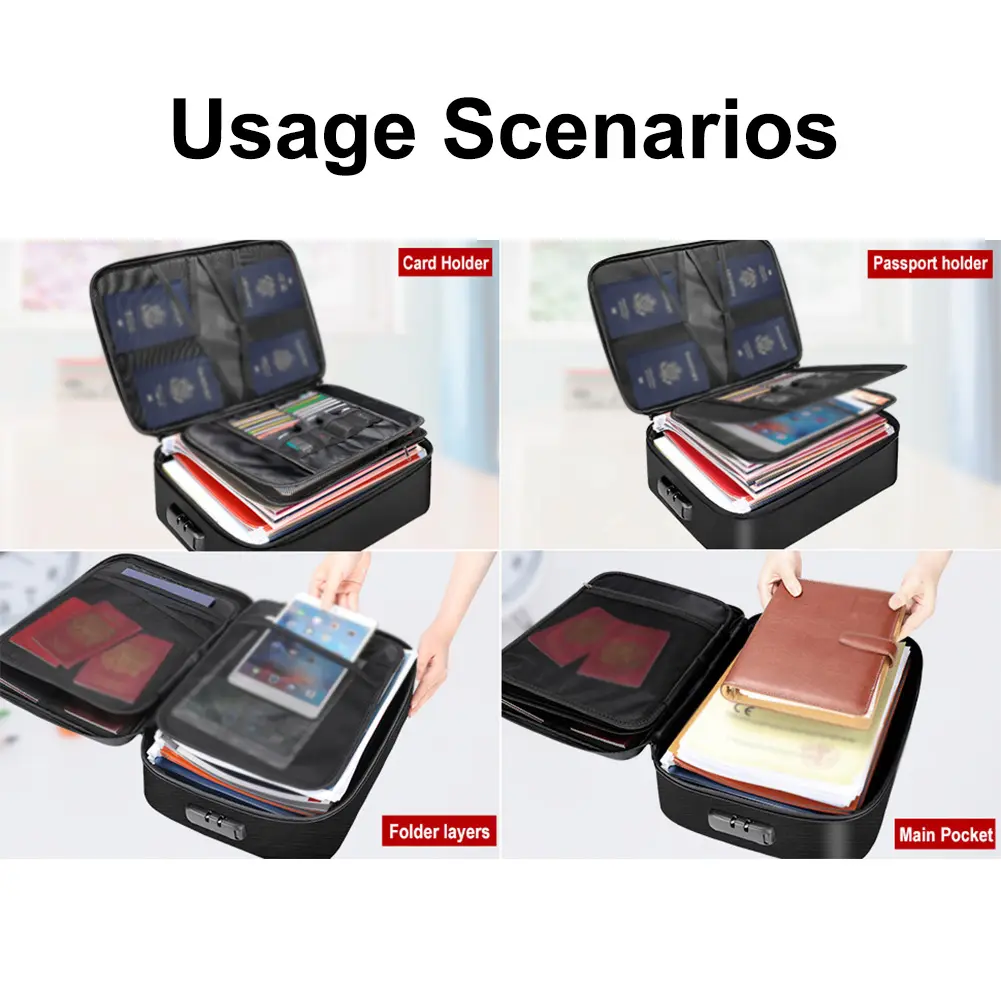 Fireproof File Organizer with Lock Document Box Waterproof Safe Storage Box for Important Documents Files and More