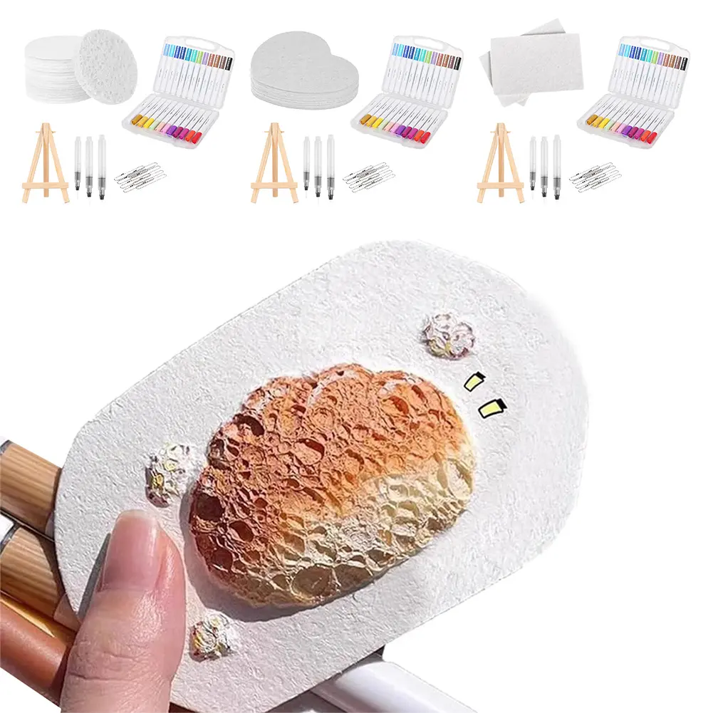 Magic Canvas Sponge DIY Creative Activity Bubble Drawing Pen 12 Colors Bubble Popcorn Drawing Pen Texture Painting Kit