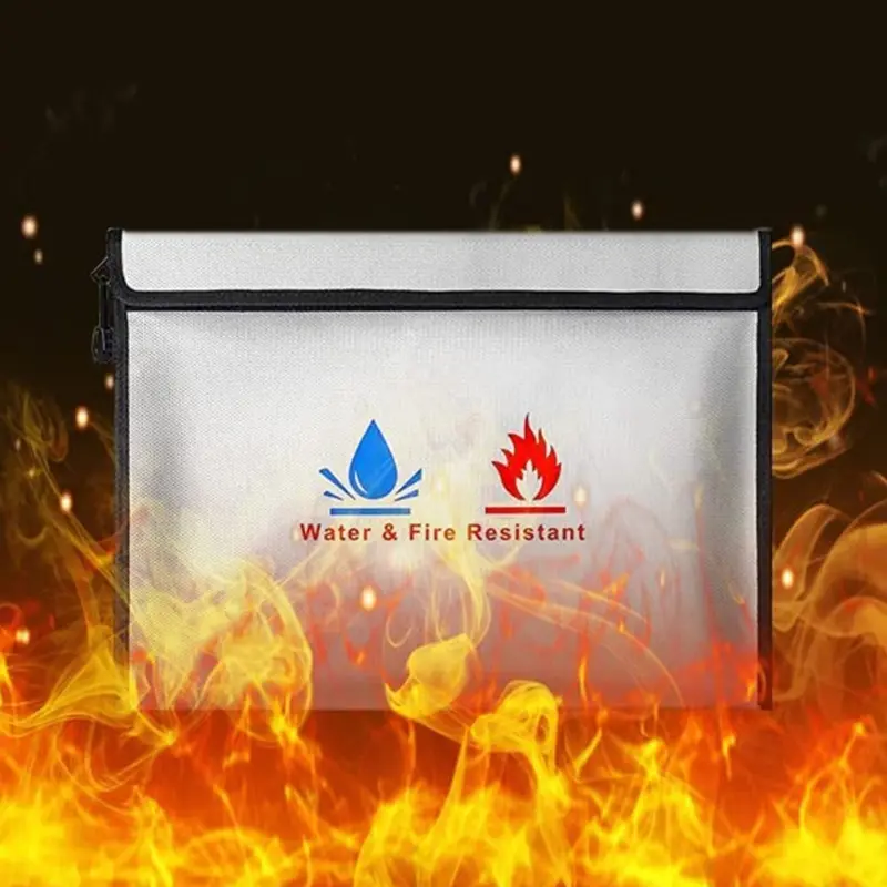 Fireproof Document Bag, Fireproof Waterproof Money Bag File Bag with Zipper