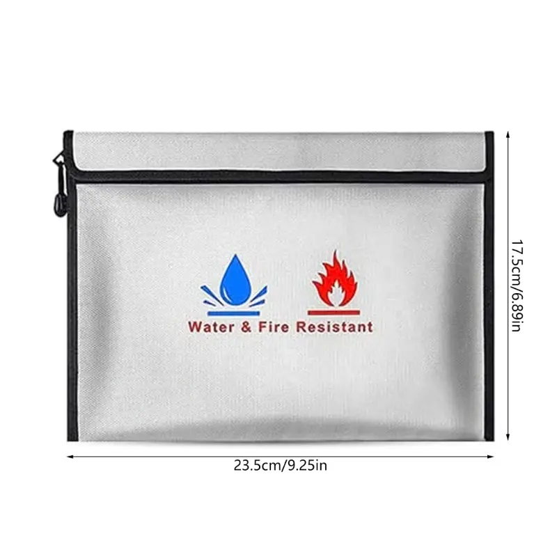 Fireproof Document Bag, Fireproof Waterproof Money Bag File Bag with Zipper