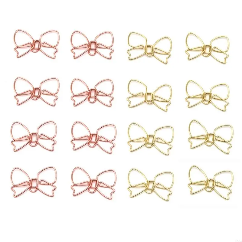 LXAA 100Pcs Bowknot Paper Clip Small Metal Paperclip File Clip Metal Book Marker Clip