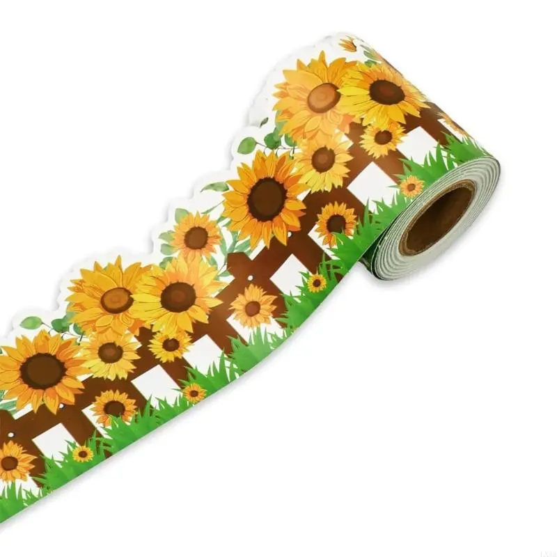 LXAA 18m Bulletin Board Borders Sunflowers Classroom Blackboards Flowers Border Trim Decoration for Poster Boards Decoration
