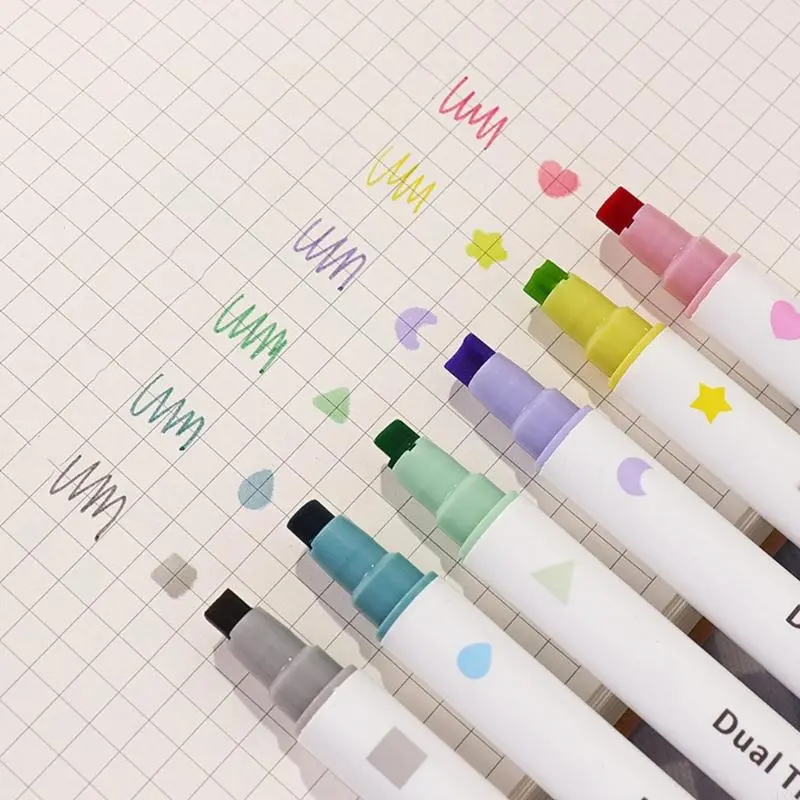 LXAA 6 Color Stamp Marker Double Headed Watercolor Marker for Scrapbooking Journal