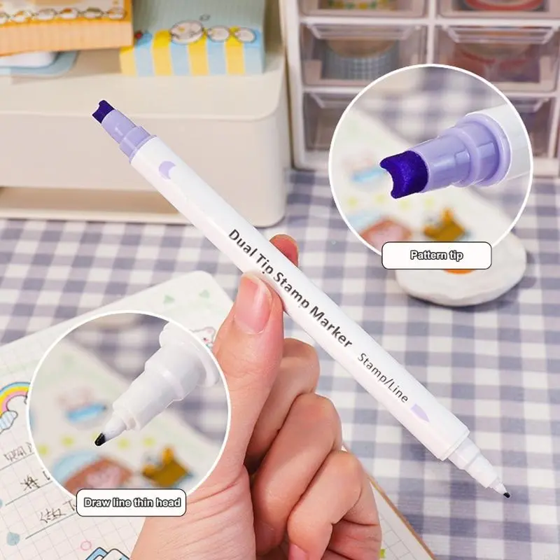 LXAA 6 Color Stamp Marker Double Headed Watercolor Marker for Scrapbooking Journal