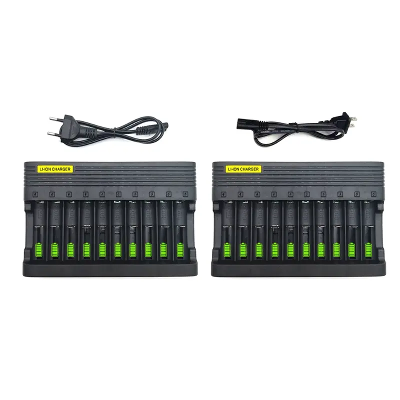 10-Slot Universal US Plug Battery Charger 3.7V/4.2V Li-ion Rechargeable Battery