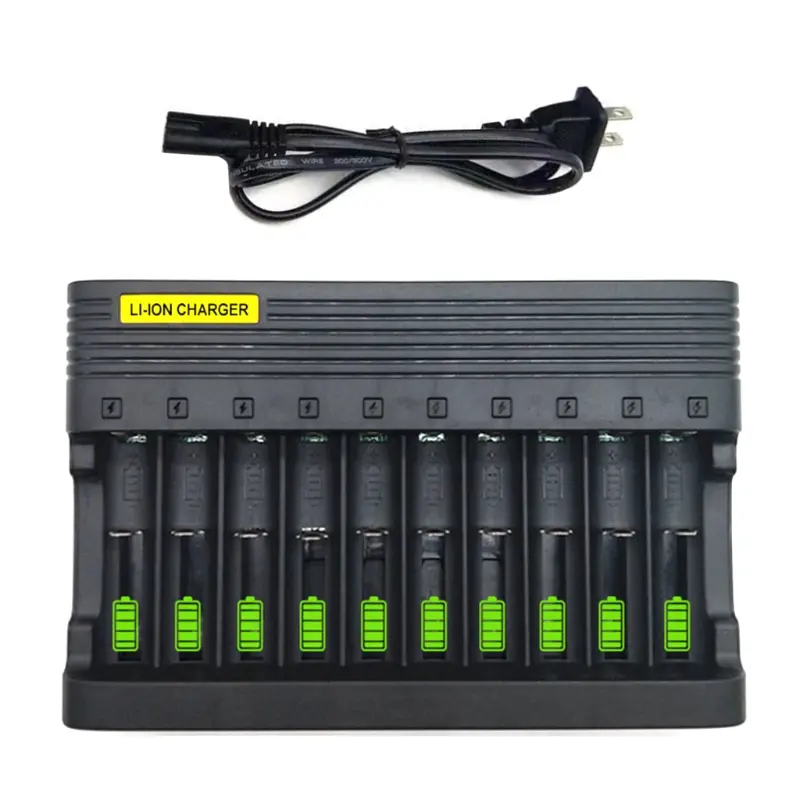 10-Slot Universal US Plug Battery Charger 3.7V/4.2V Li-ion Rechargeable Battery