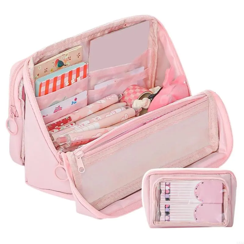 LXAA Big Capacity Pencil Case Multi Layered Pencil Case Detachable Pencil Pouches Pen Organizers Bag Travel Makeup Pouches