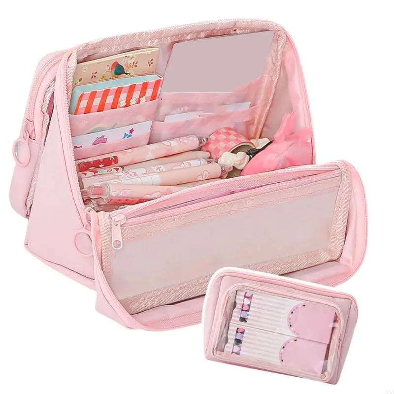 LXAA Big Capacity Pencil Case Multi Layered Pencil Case Detachable Pencil Pouches Pen Organizers Bag Travel Makeup Pouches