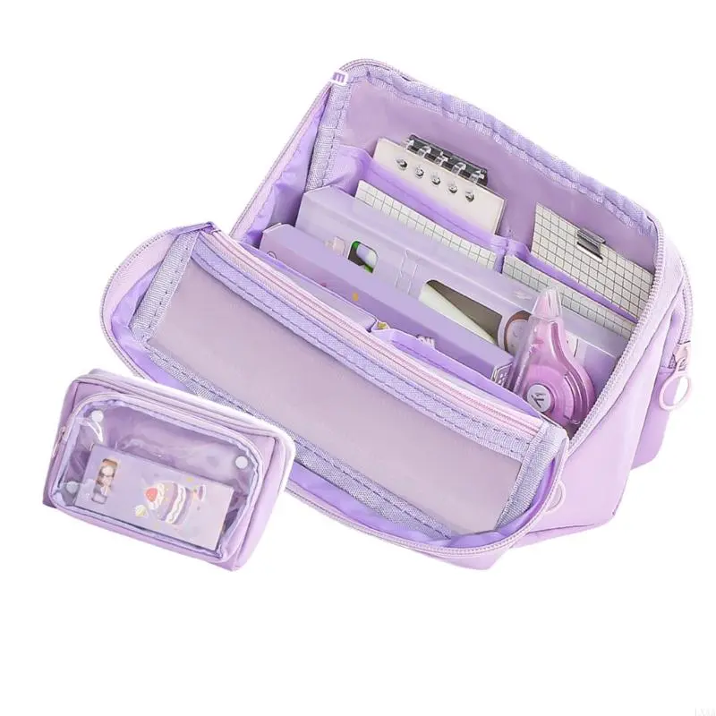 LXAA Big Capacity Pencil Case Multi Layered Pencil Case Detachable Pencil Pouches Pen Organizers Bag Travel Makeup Pouches
