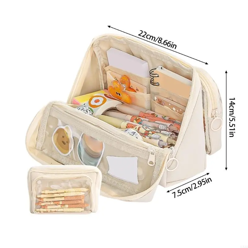LXAA Big Capacity Pencil Case Multi Layered Pencil Case Detachable Pencil Pouches Pen Organizers Bag Travel Makeup Pouches